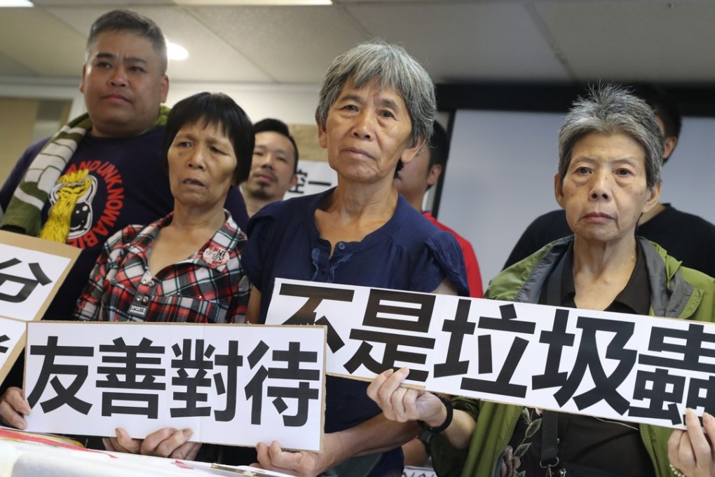 Hong Kong street scavengers Chen Kung-lan (second from left), Au Fung-lan (centre) and Wong Yuet-han (right). Photo: K. Y. Cheng