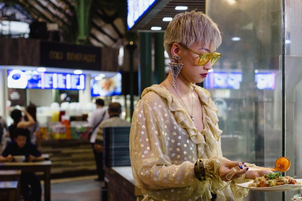 Esther Quek in a Saint Laurent outfit at Lau Pa Sat. Photo: Arabelle Zhuang. Make-up: Rick Yang
