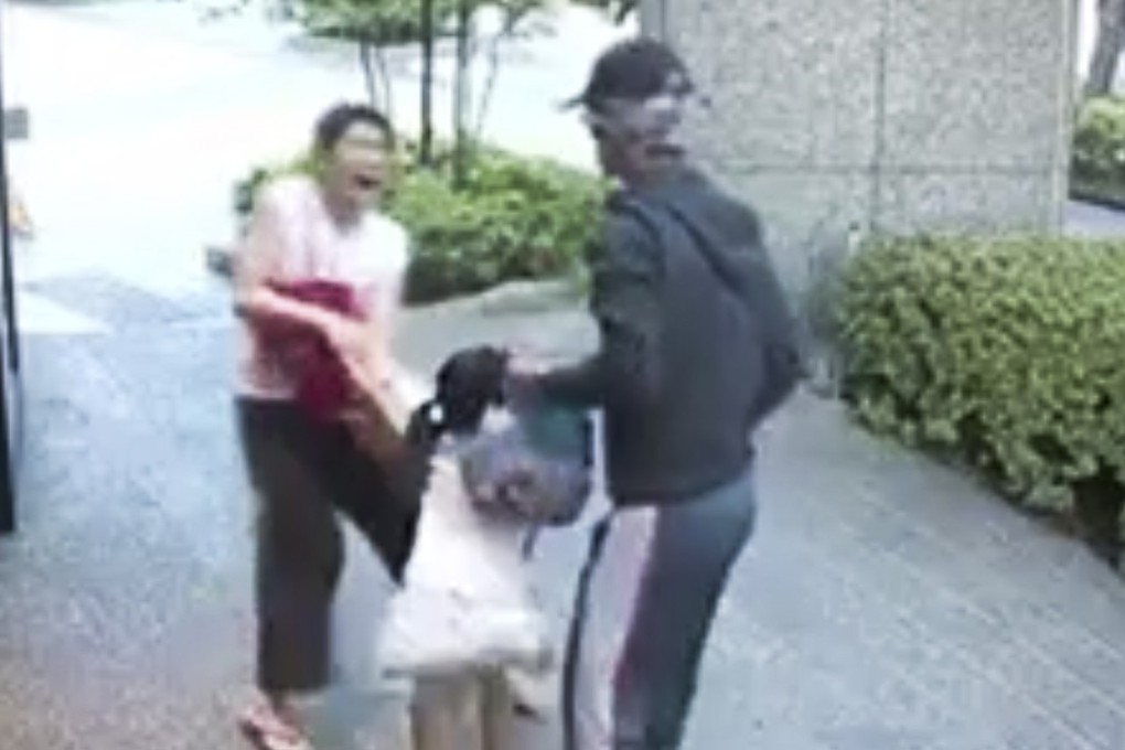 The man was seen grabbling with the girl and her mother. Photo: Handout