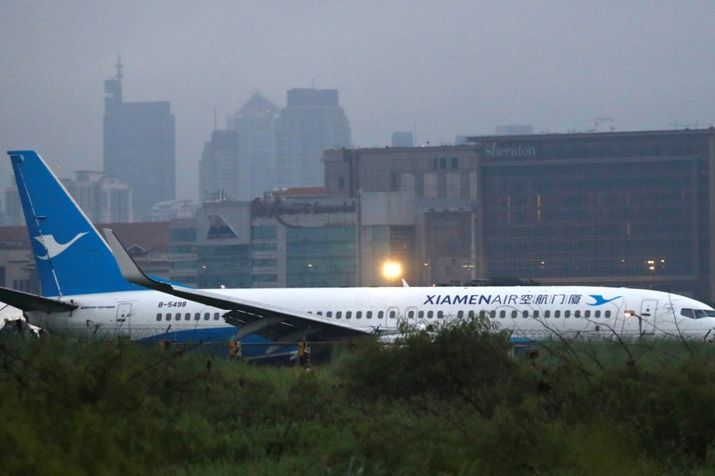 The B737 aircraft veered off the runway around midnight into a grassy area. Photo: Reuters