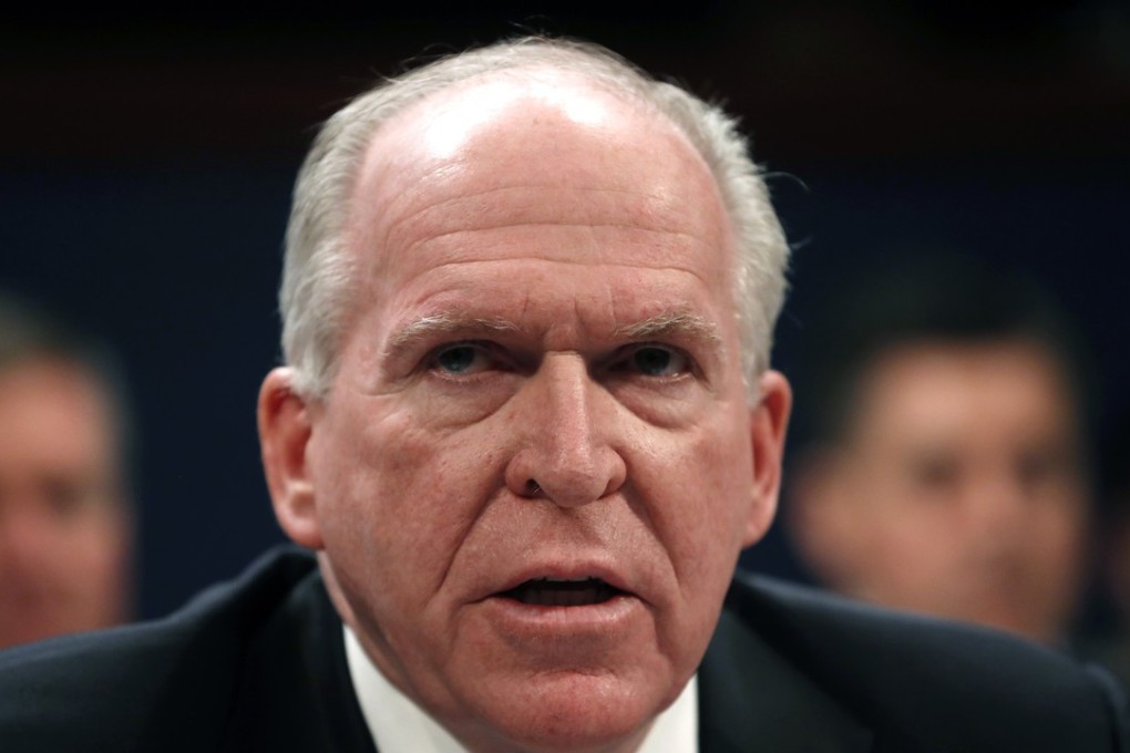 Former CIA Director John Brennan, shown testifying in 2017 before the House Intelligence Committee Russia Investigation Task Force. Thirteen former US intelligence chiefs have signed a harshly worded letter in support of Brennan after US President Donald Trump abruptly revoked his security clearance on Wednesday. Photo: AP