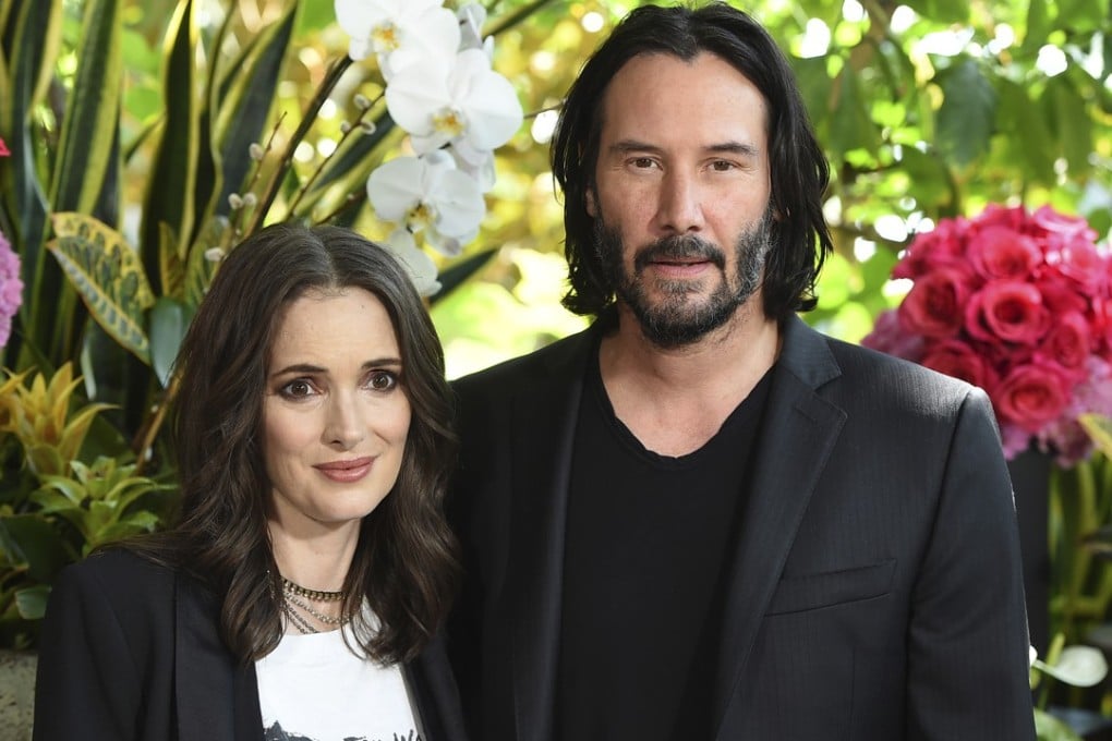 Winona Ryder and Keanu Reeves at the Destination Wedding photo call on August 18, 2018. Photo: Associated Press
