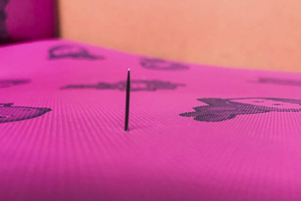 A student spotted the needle protruding from a bus seat on Saturday. Photo: Handout