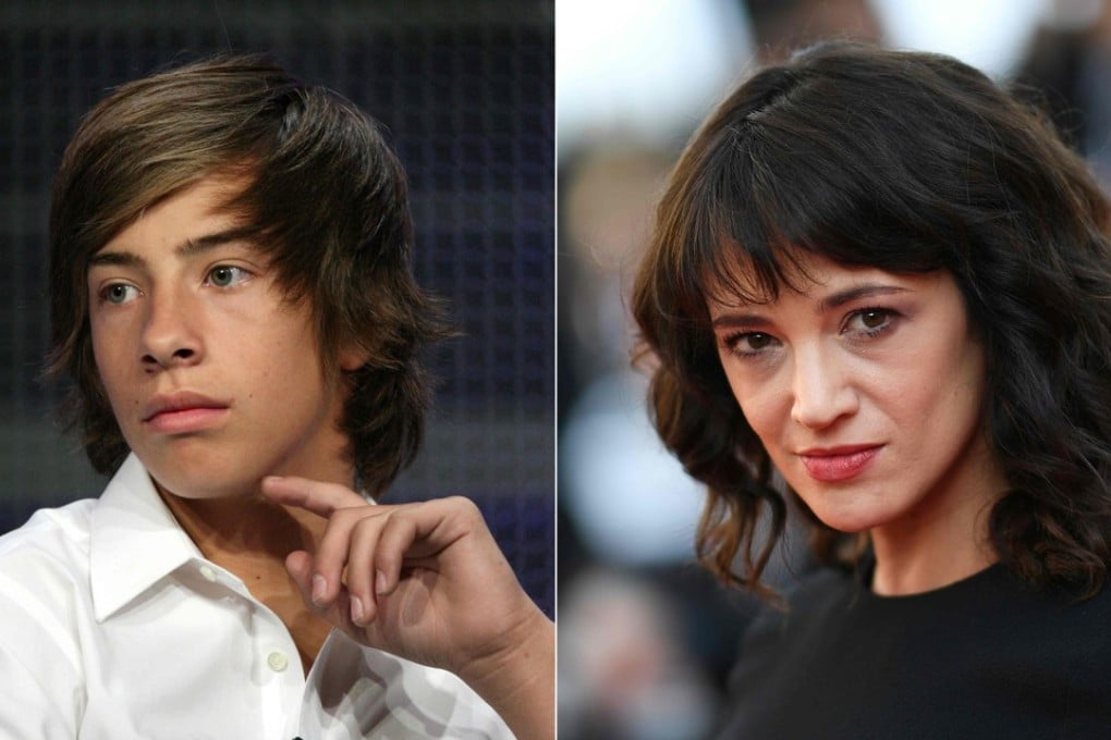US actor Jimmy Bennett and Italian actress Asia Argento. Photo: AFP