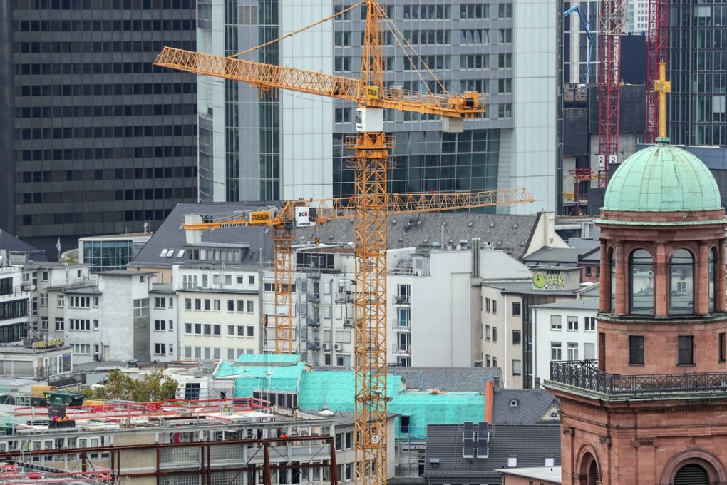 View over a construction site and the top of the St. Paul's Church in Frankfurt Main, Germany. Photo: EPA