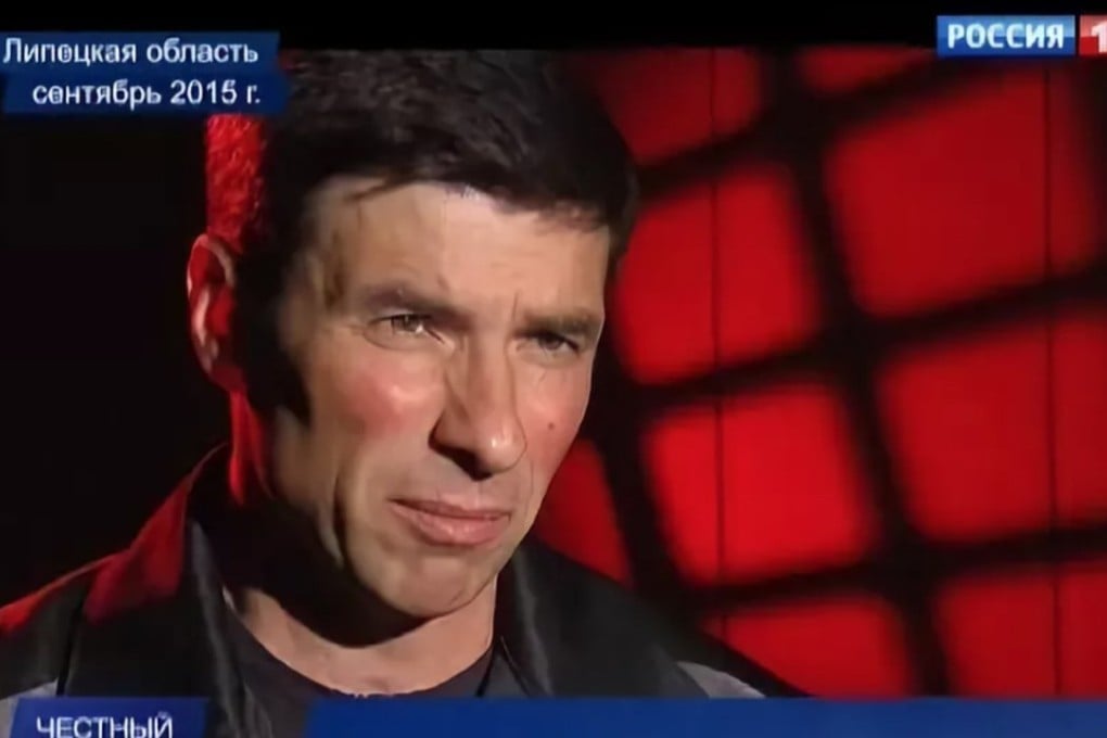 A screen shot from a Russia 1 television channel interview with former organised crime hitman Alexei Sherstobitov, known as “Alexei the Soldier". The assassin has become a celebrity behind bars.