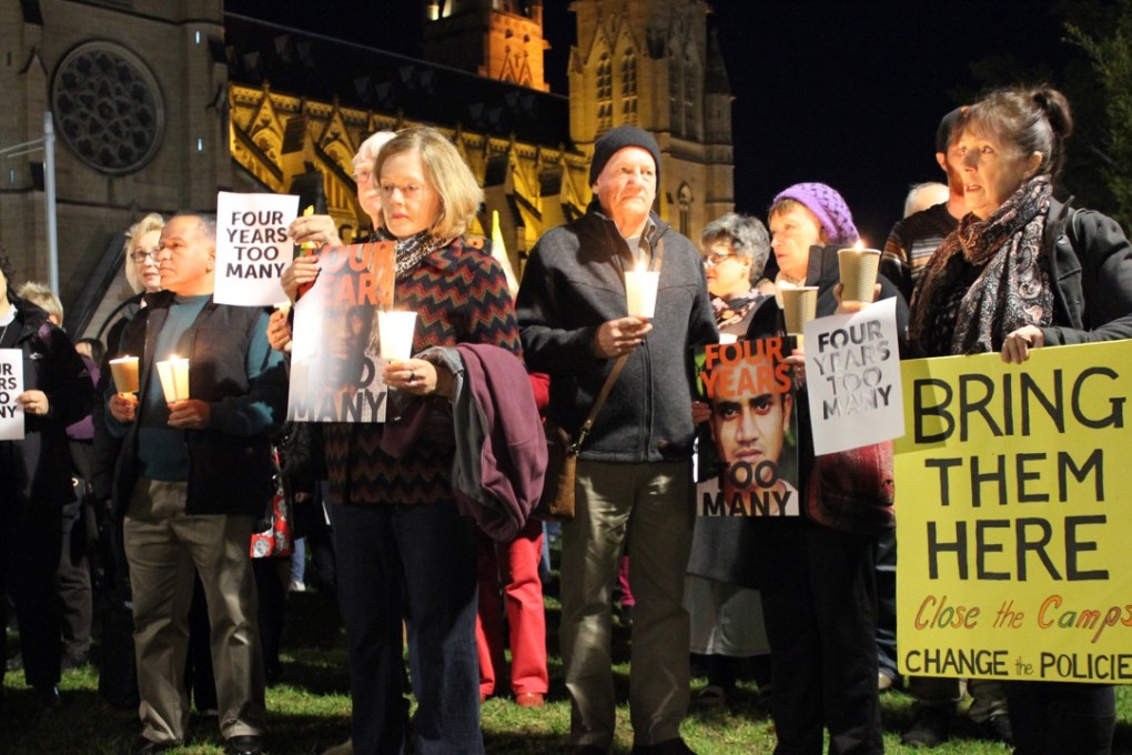 A vigil in Sydney to support refugees and asylum seekers in Nauru camps. Photo: AFP