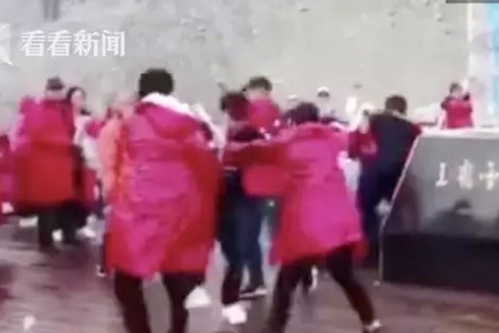 An onlooker captured the fight between the groups. Photo: Handout