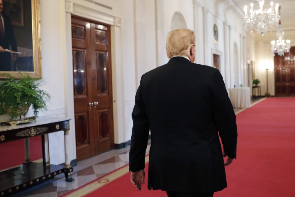 US President Donald Trump leaves after a Medal of Honour ceremony at the White House in Washington on Tuesday. Photo: Bloomberg