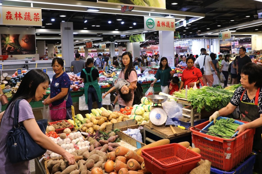 The interior of a market in Lok Fu, Wong Tai Sin. Low-income residents in poorer districts like Tin Shui Wai knowingly buy inferior daily staples, as they have ‘no choice’. Photo: Sam Tsang