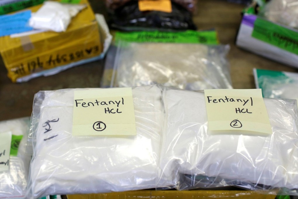 Plastic bags of fentanyl are displayed on a table at the US Customs and Border Protection area at the International Mail Facility at O'Hare International Airport in Chicago, Illinois, on November 29, 2017. Photo: Reuters