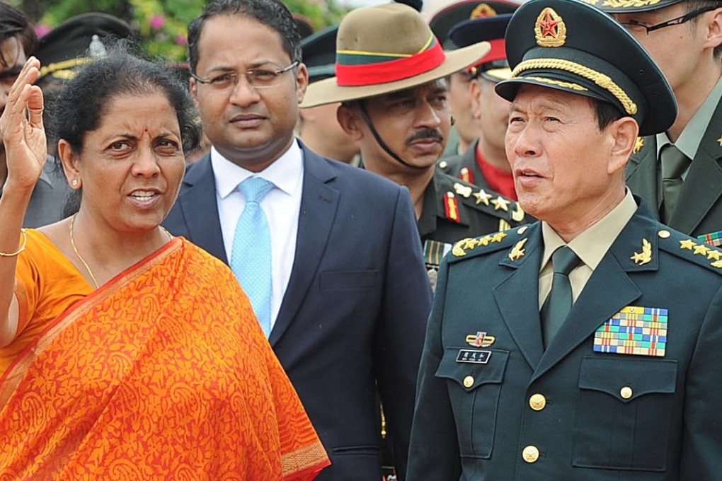 Indian defence minister Nirmala Sitharaman and Chinese counterpart Wei Fenghe met in New Delhi on Thursday. Photo: EPA