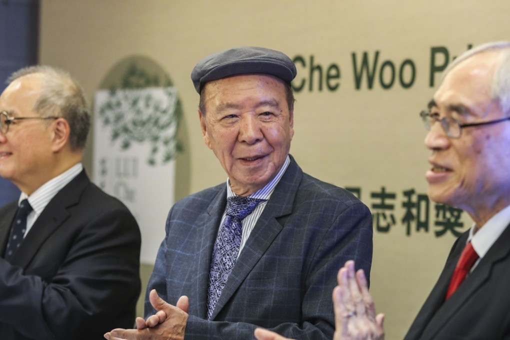(Left to right): Moses Cheng Mo-chi, member of the governing board for the prize; Lui Che-woo and Lawrence Lau, chairman of the prize committee, at a ceremony announcing the winners of the 2018 Lui Chi Woo Prize for World Civilisation at The Landmark Mandarin Oriental in Central. Photo: Sam Tsang