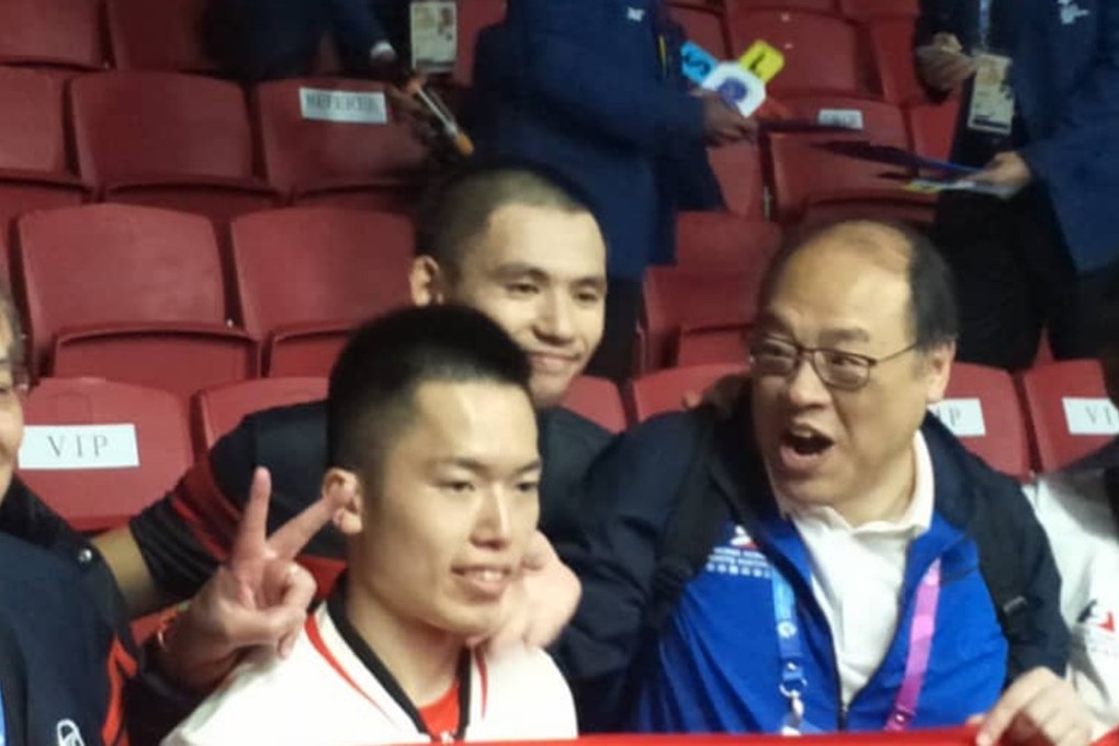 Leo Au (centre left) and Max Lee celebrate with Hong Kong officials after reaching the final. Photo: Handout