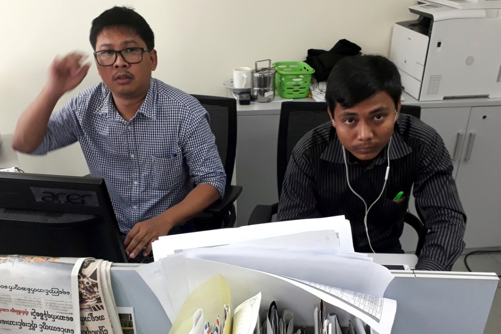 Reuters journalists Wa Lone, left, and Kyaw Soe Oo, in 2017. Photo: Reuters