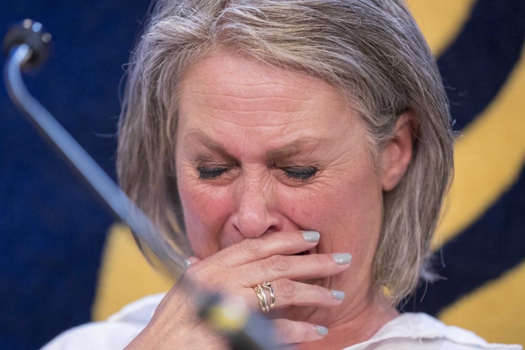 Mother Berthie Verstappen reacts while attending a press conference in Maastricht, The Netherlands, on August 22 when it was announced that a DNA match had been found in the hunt for the murderer of Nicky Verstappen in 1998. Photo: EPA