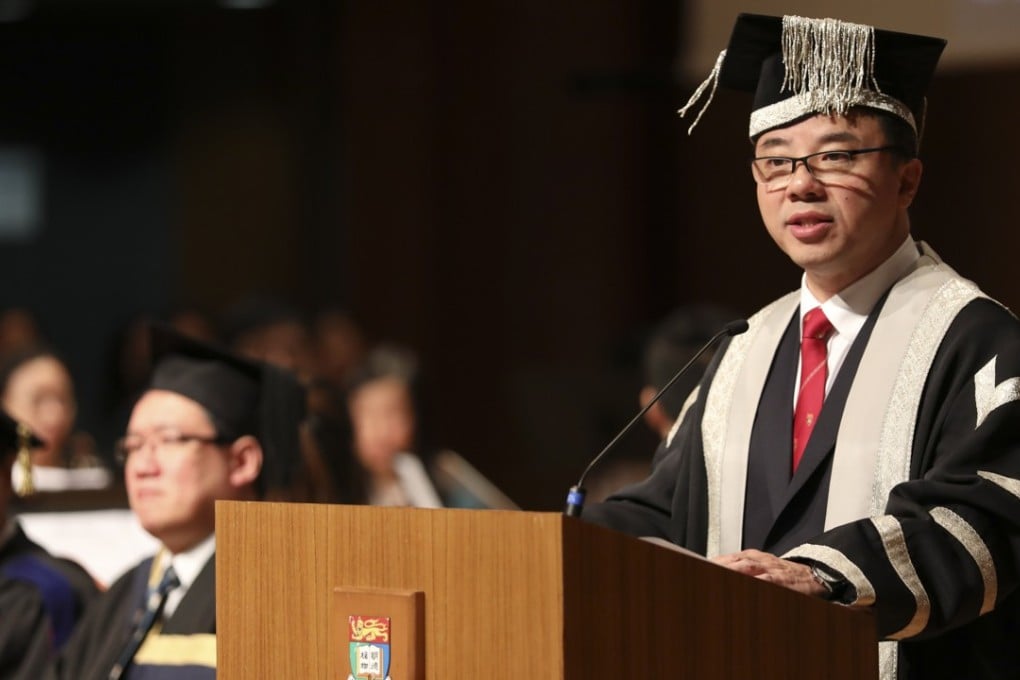 Professor Zhang Xiang, president and vice chancellor of the University of Hong Kong, welcomes a new intake of students. Photo: Roy Issa