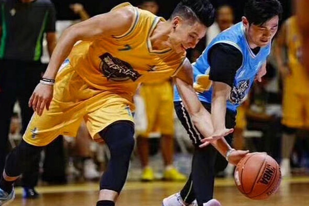 NBA star Jeremy Lin, left, plays basketball at his namesake All-Star Game held earlier this month in Shenzhen. Lin, who plays for the Atlanta Hawks, is one of the prominent investors in start-up NEX Team, which developed the HomeCourt basketball analytics app to track and analyse how a player makes shots during training or in a game. Photo: ImagineChina