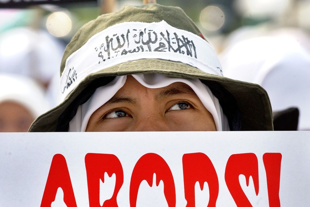 An anti-abortion demonstration in Jakarta. Photo: AFP