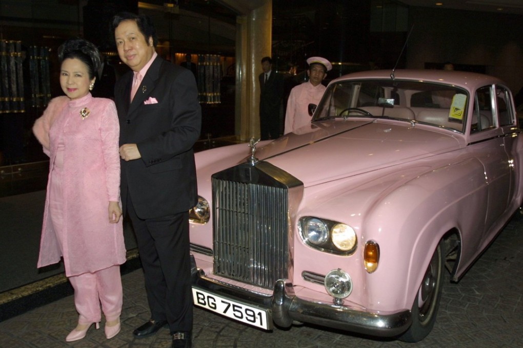Brenda and Kai-bong Chau with their pink Rolls-Royce in 2002. Picture: Dennis Owen