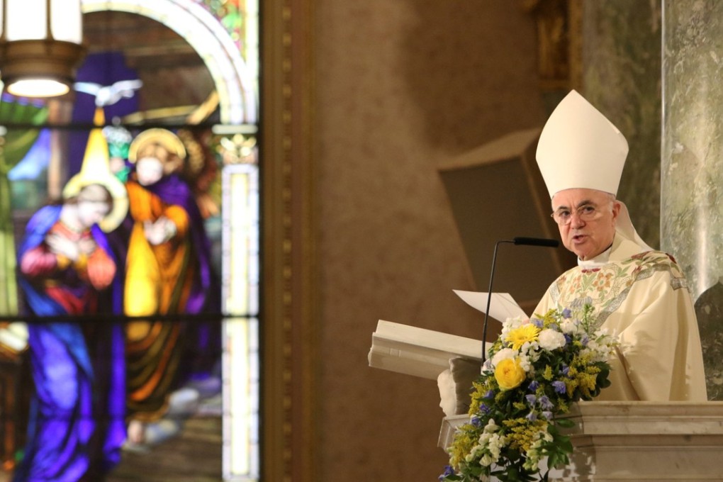 Archbishop Carlo Maria Vigano reads during the episcopal ordination of Auxiliary Bishops James Massa and Witold Mroziewski, in Brooklyn, New York,on July 20, 2015. Photo: Reuters