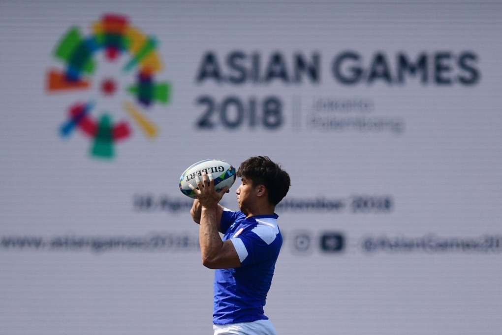 The final day’s play in rugby sevens was subject to a big delay at the Asian Games. Photo: AFP