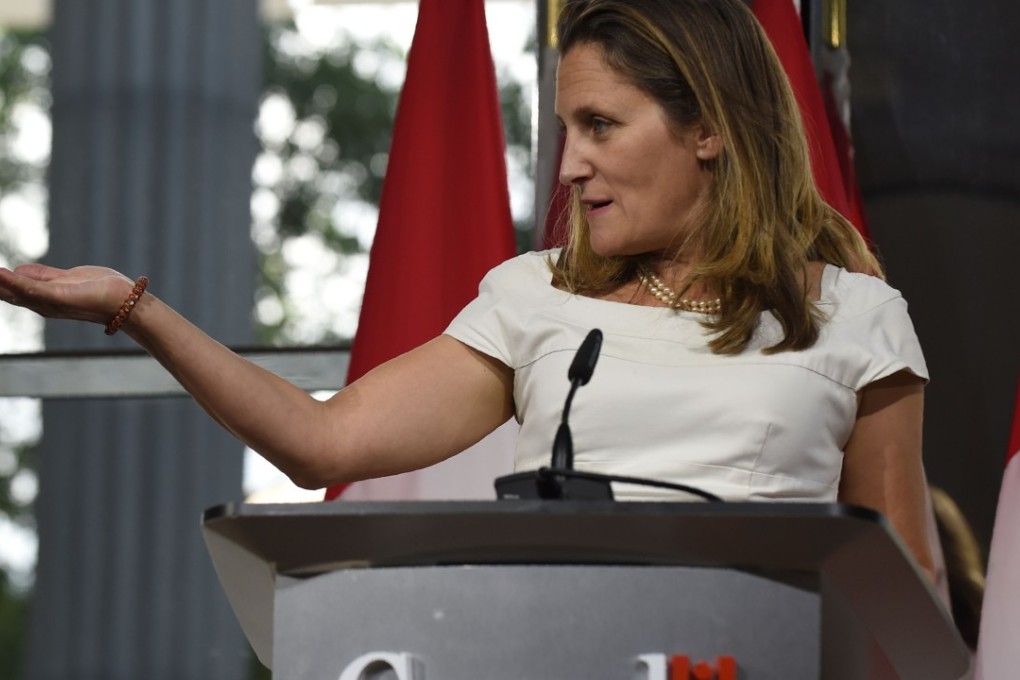 Canadian Foreign Minister Chrystia Freeland said a “win-win-win” Nafta deal is within reach. Photo: AFP