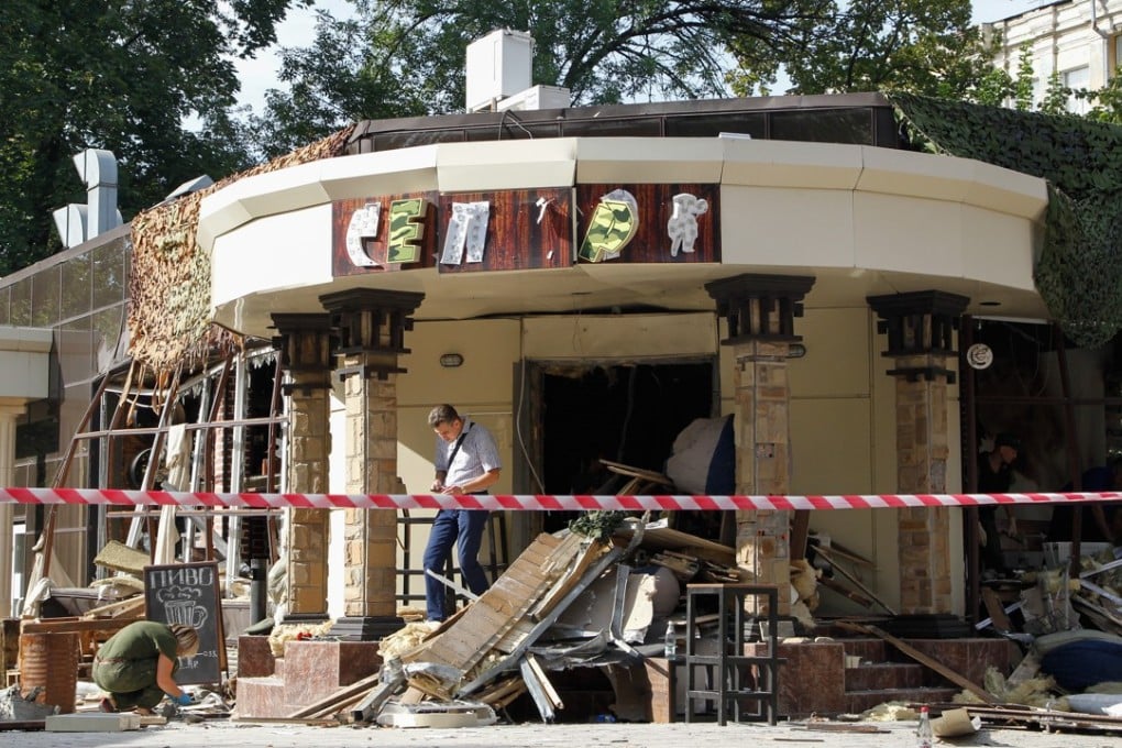 The aftermath of the cafe bombing in downtown Donetsk, Ukraine. Photo: EPA