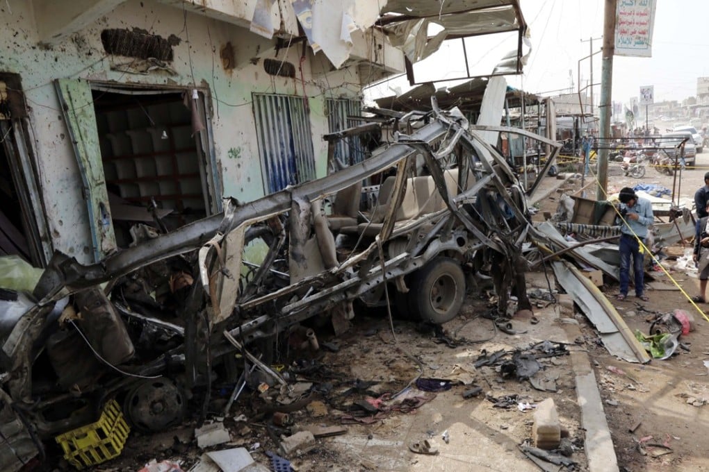 The aftermath of last month’s air strike that killed dozens of children. File photo: Xinhua