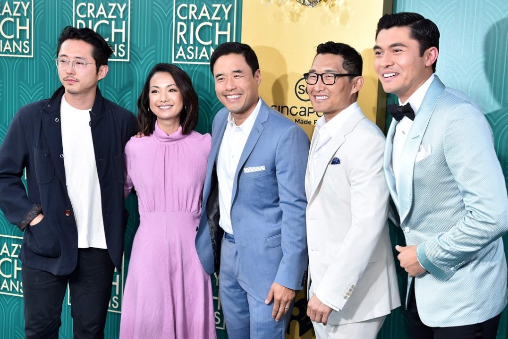 Actors Steven Yeun, Jae Suh Park, Randall Park, Daniel Dae Kim and leading man Henry Golding attend the premiere of Crazy Rich Asians, in Hollywood on August 7. Photo: AFP