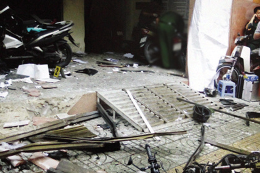 The purported scene of a police station bombing in Ho Chi Minh City's in Tan Binh District on June 20, obtained by VNExpress. Photo: VNExpress