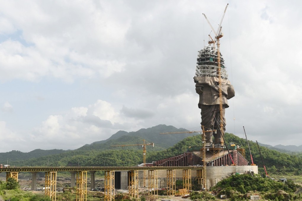 The ‘Statue Of Unity’ being built by the Sardar Sarovar Dam near Vadodara in India’s western Gujarat state. Photo: AFP