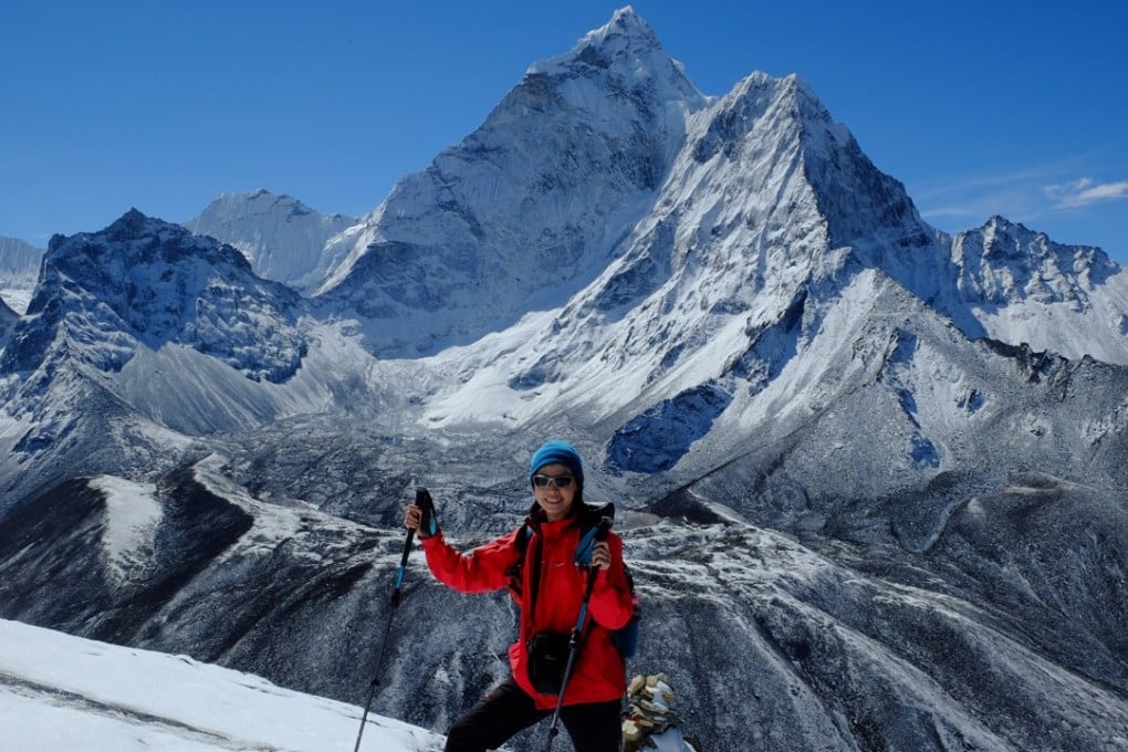 Harmony To on an acclimatisation climb to Dingboche Ri, with 6,812-metre Ama Dablam in the background Photo: Courtesy Harmony To