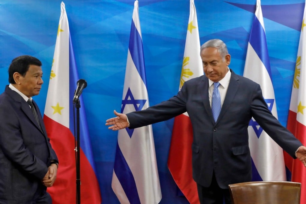 President of the Philippines Rodrigo Duterte and Israeli Prime Minister Benjamin Netanyahu during their meeting in Jerusalem on September 3, 2018. Photo: AFP