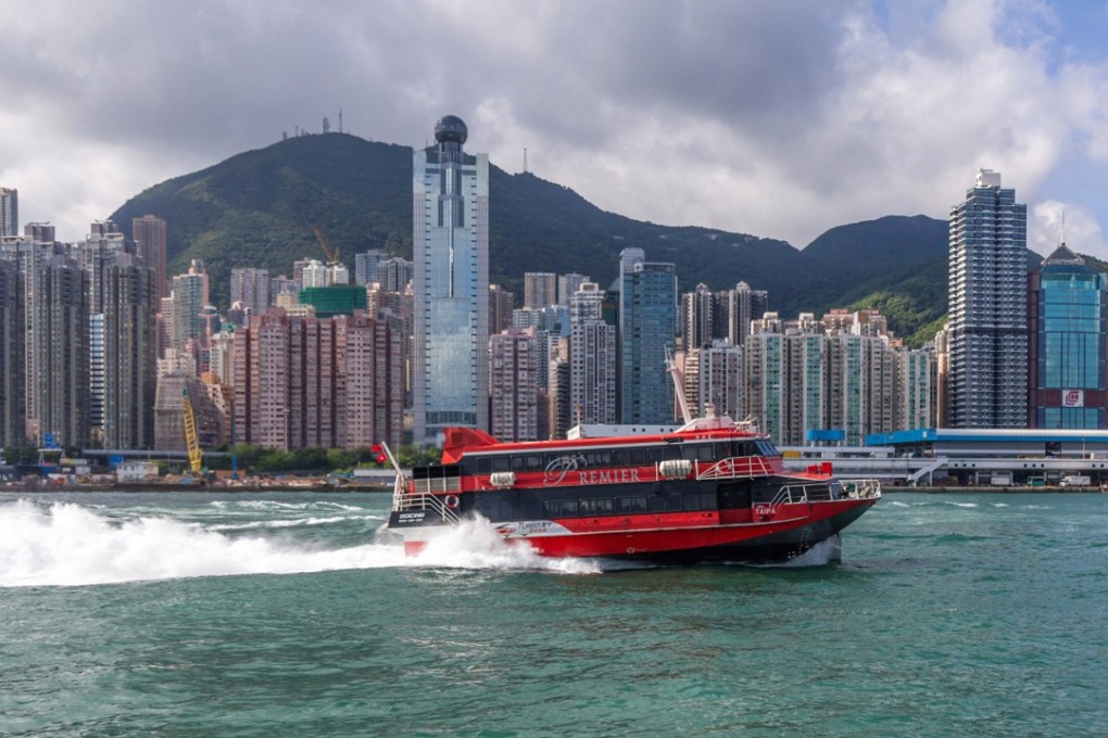 A Turbojet ferry heads out of Victoria Harbour in June 2015. Ferry services will have to compete harder for passengers once the new Hong Kong-Zhuhai-Macau bridge opens in late 2018. Photo: Handout