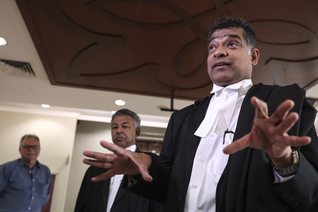 Counsel K.A Ramu, the lawyer for US citizen Gerald Wayne Mickelson, speaks to media after Mickelson, 63, was sentenced to death. Photo: EPA