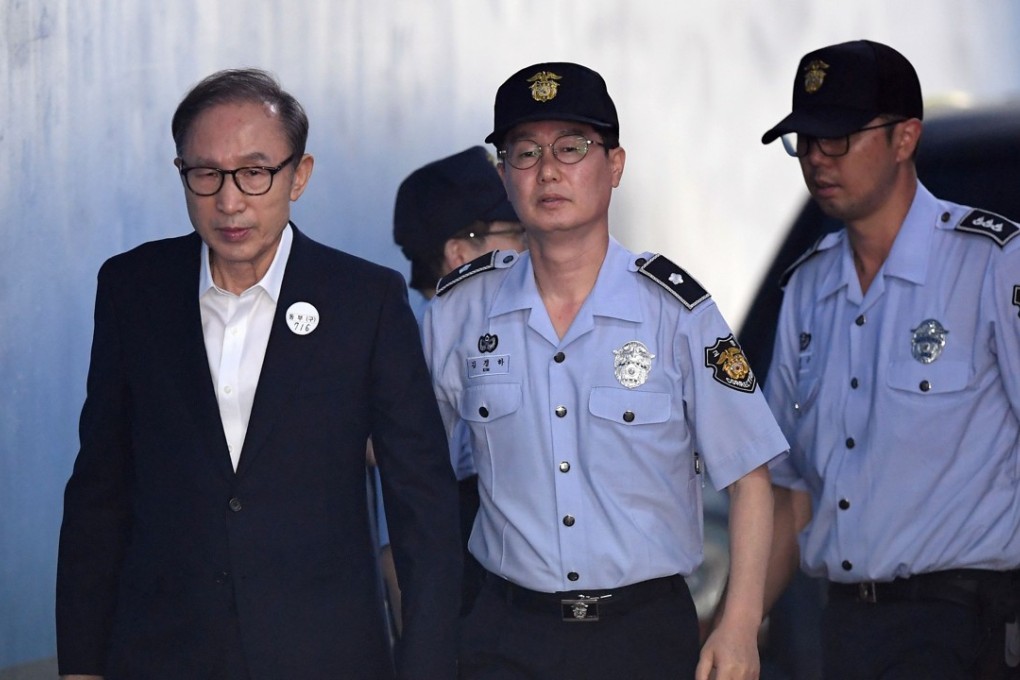 Prosecutors have demanded 20 years in prison for former South Korean president Lee Myung-bak for corruption. Photo: AFP