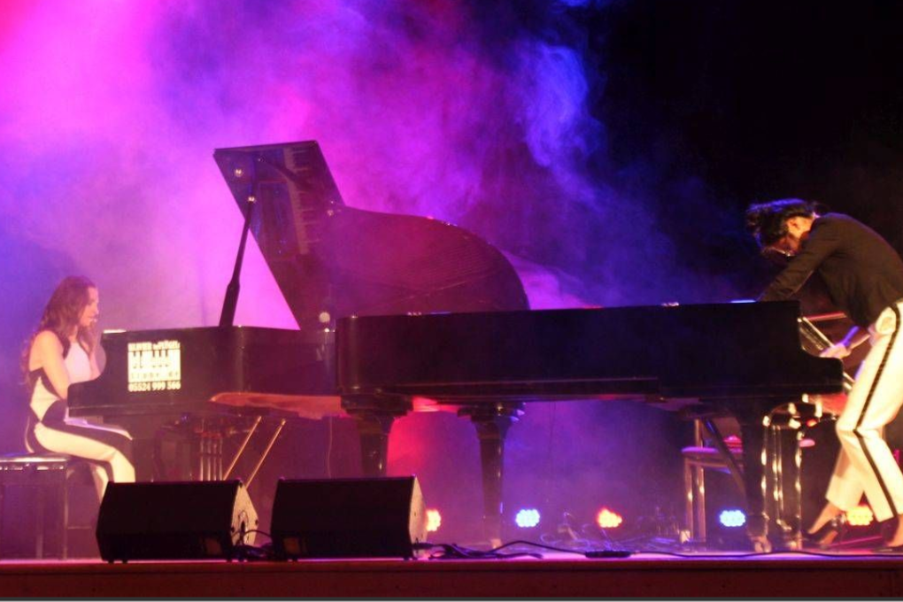 The piano duo of Jennifer Rüth (left) and Ming, known as the Queenz of Piano, who will perform their dynamic acrobatic musical show, mixing classical, pop and rock music in Hong Kong on November 17.