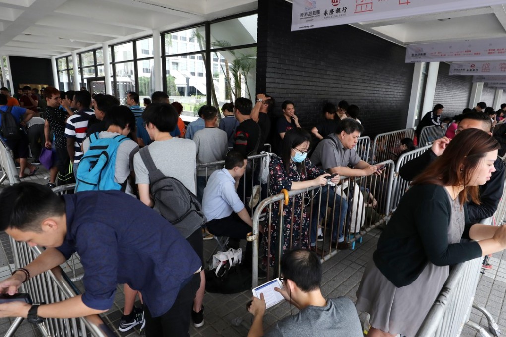 People wait to buy tickets to Dayo Wong’s stand-up comedy show, at City Hall in Central on April 24. Photo: Winson Wong