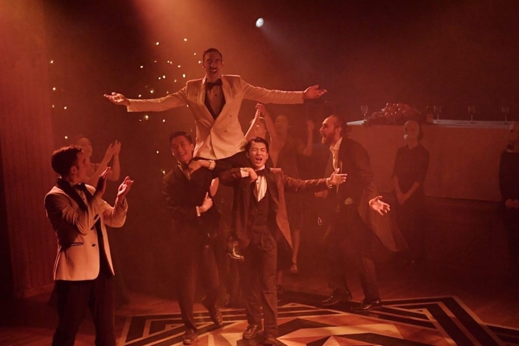 Actors (from left) Daniel Nicholson, Gao Yang, Simon Palmer, Zhang Xuehao, Olivia McPherson, Hsu Hui-Ting, and Steven Apicello in a scene from Sleep No More, a play by Punchdrunk. Photo: Jiang Fang