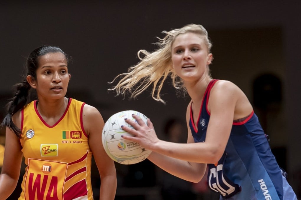Hong Kong's Rebecca Miller surveys her options against Sri Lanka. Photo: Netball Singapore