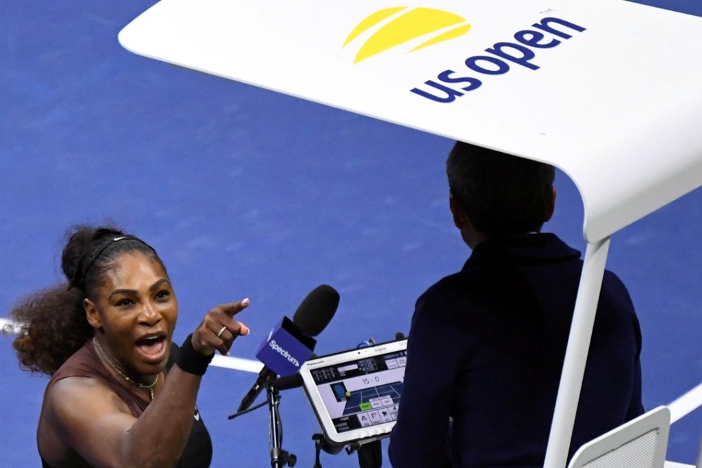 Serena Williams of the United States yells at chair umpire Carlos Ramos in the women's final against Naomi Osaka of Japan at the 2018 US Open. Photo: USA Today