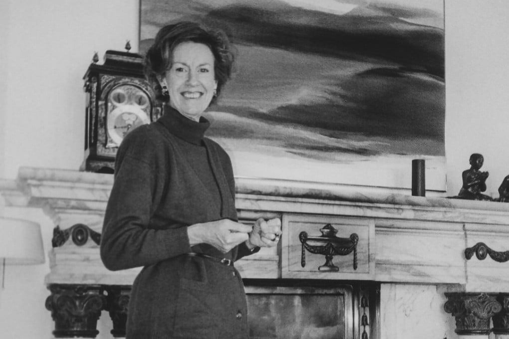 Rosamond Brown in the main sitting room at 5 Pollock’s Path, The Peak. The fireplace came from Euston, on Bonham Road, one of the “castles” built by businessman Eu Tong Sen. The landscape painting is by Brown. Picture: FormAsia Books