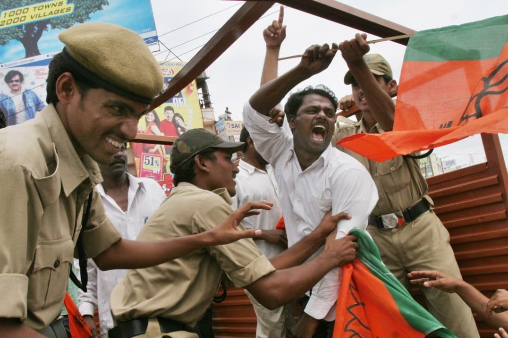 Protests broke out after the twin blasts in Hyderabad in 2007. On Monday, two men were sentenced to death for carrying out the attacks. Photo: AP