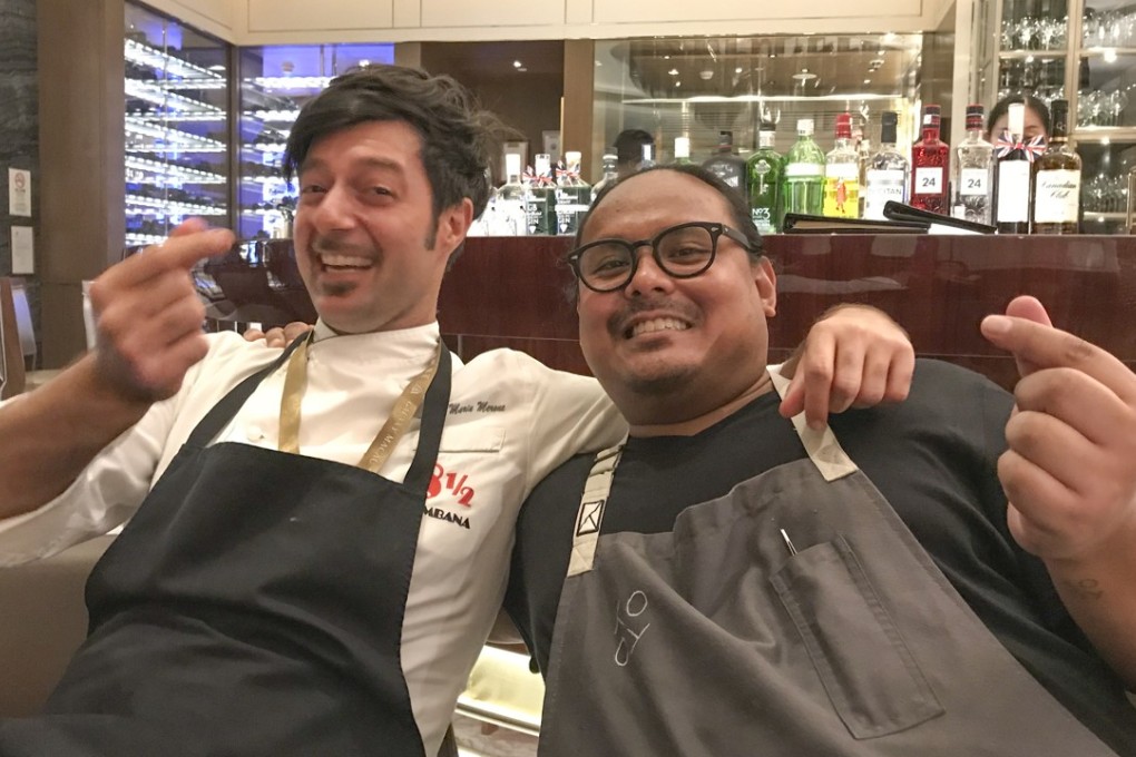 Chef Antimo Merone (left), chef de cuisine at 8½ Otto e Mezzo Bombana Macau, and Jordy Navarra, chef-owner of Toyo Eatery in Manila. Photo: Bernice Chan