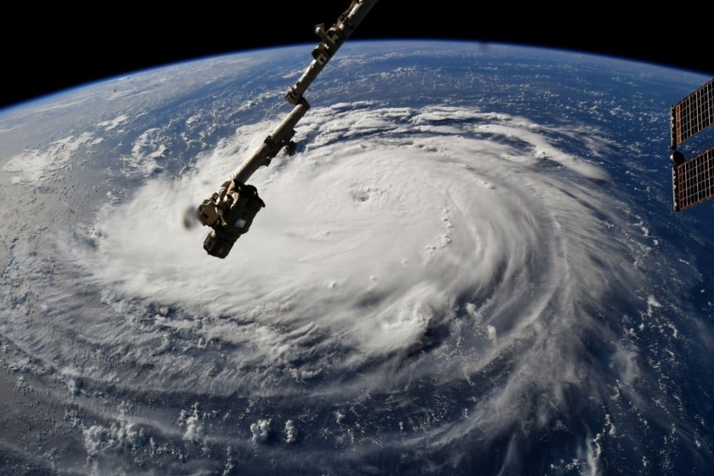 A handout photo made available by NASA shows Hurricane Florence is seen over the Atlantic Ocean from the International Space Station on Monday. Photo: Nasa via EPA-EFE