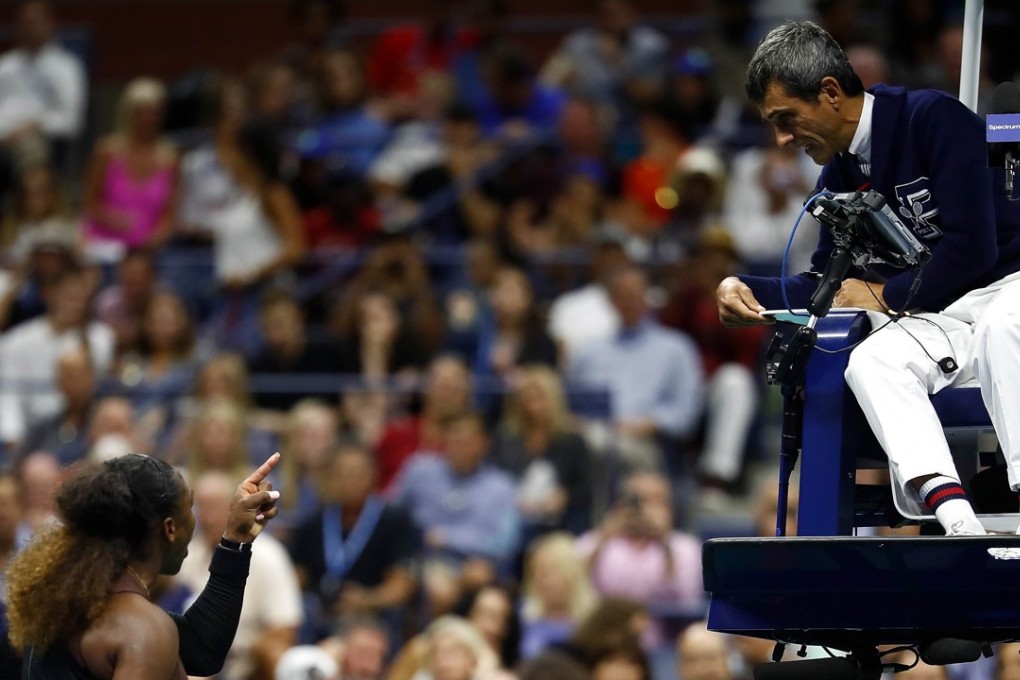 Serena Williams of the United States argues with umpire Carlos Ramos after her defeat in the 2018 US Open final. Photo: AFP