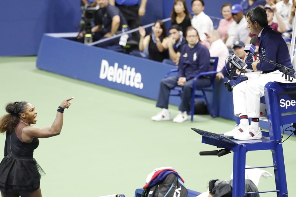 Serena Williams gestures towards chair umpire Carlos Ramos during her US Open final match against Naomi Osaka of Japan, in New York on September 8. Osaka won 6-2, 6-4. Photo: EPA