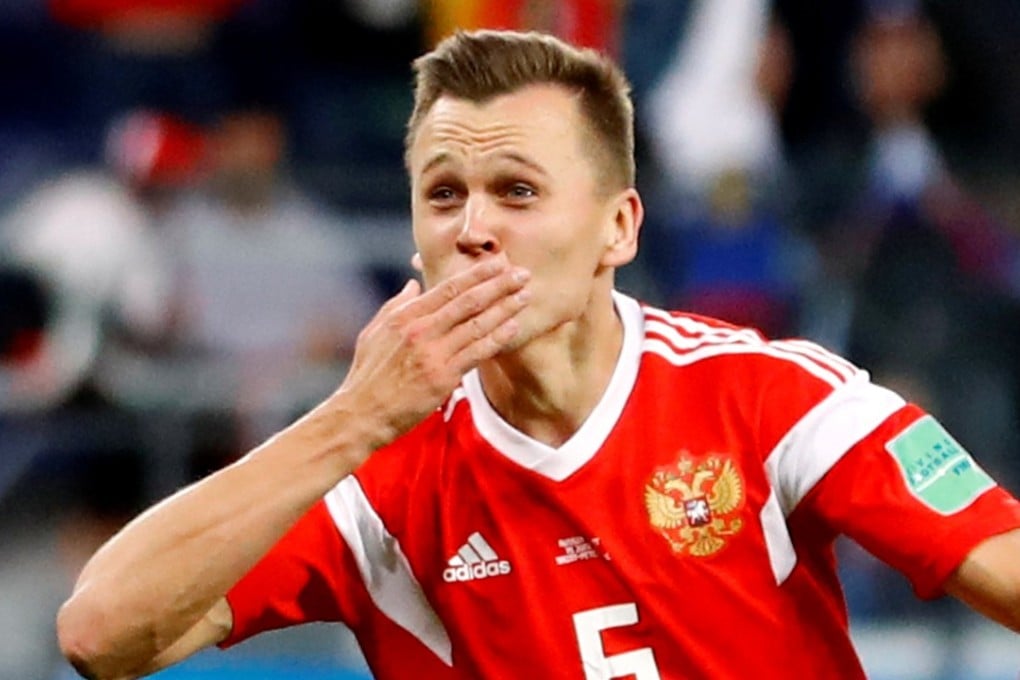 Denis Cheryshev celebrates scoring Russia’s second goal against Egypt at the World Cup. Photo: Reuters