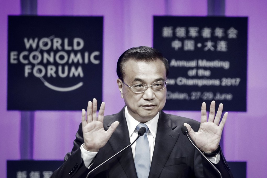 Premier Li Keqiang speaks at last year’s Summer Davos in Dalian. Li will address the Tianjin conference on Wednesday. Photo: Bloomberg